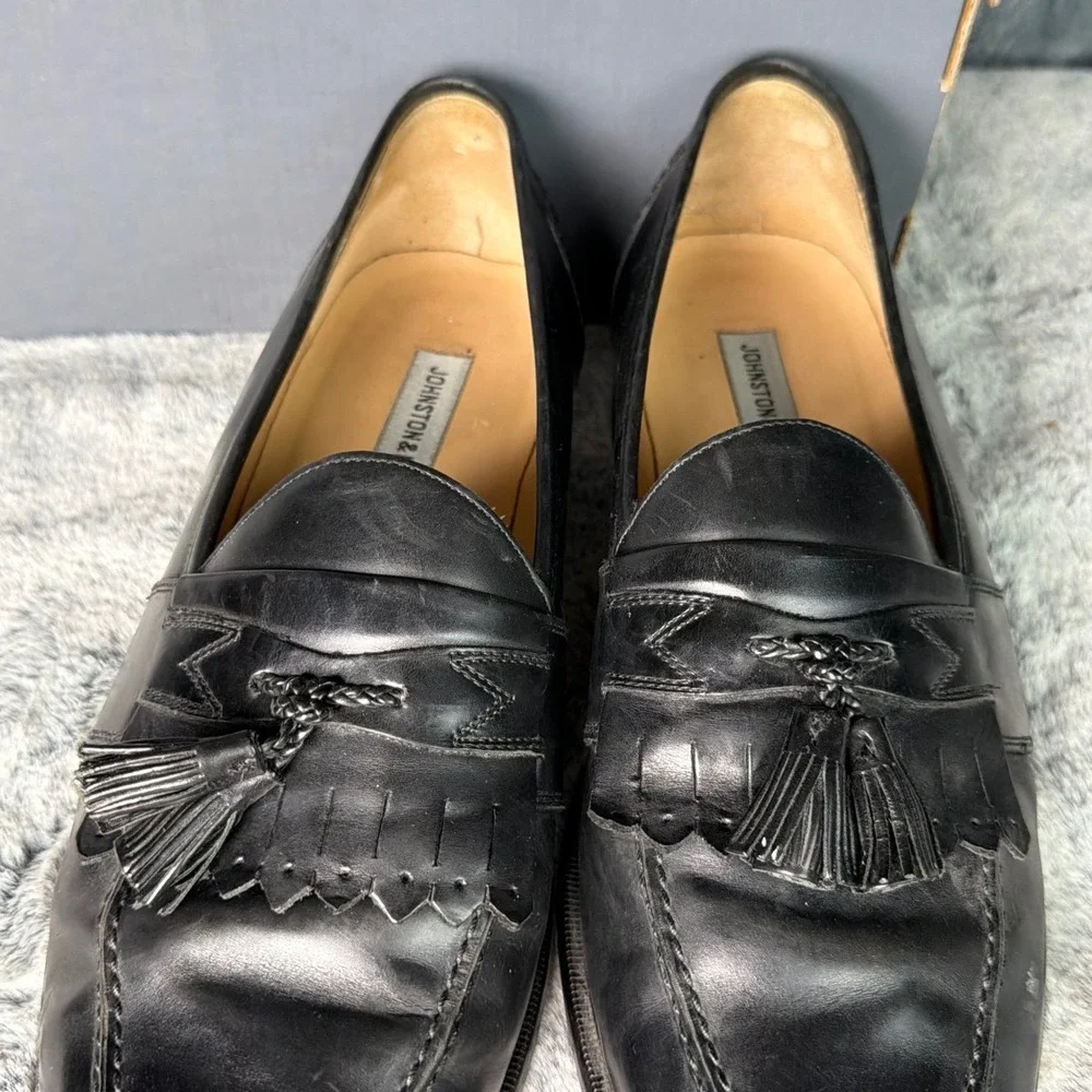 Johnston & Murphy Mens Black Leather Kiltie Tassel Loafers 11.5M 15-1979